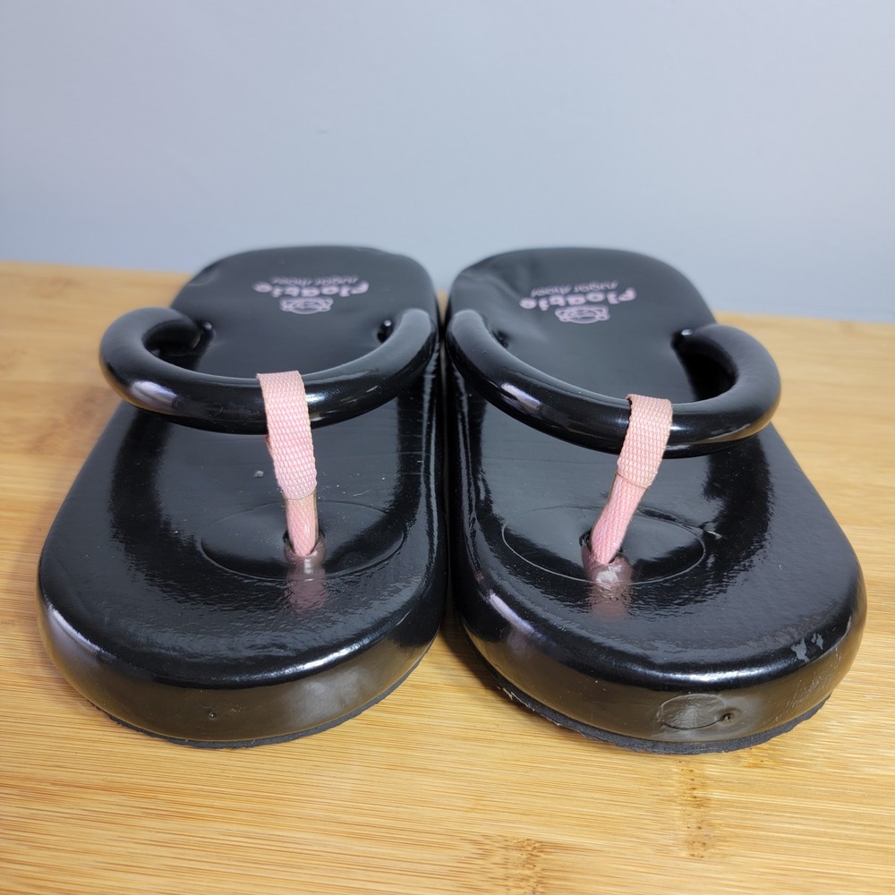 Floatie Sugar Shoes Y2K Women 7 Squish Flip Flops Black Pink Chunky Sandals VTG - Picture 3 of 8
